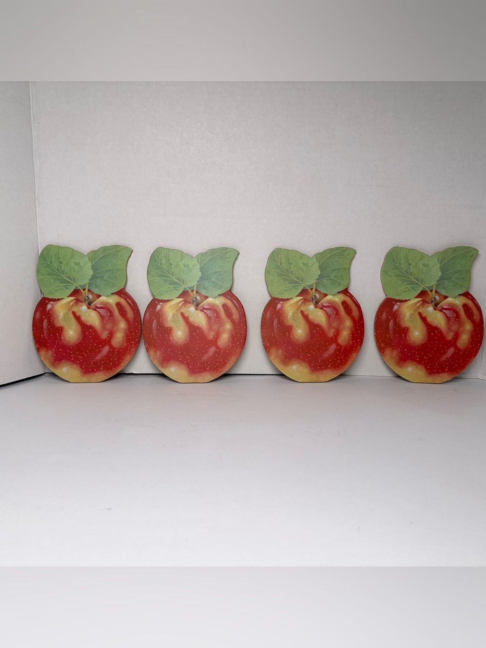 VTG 80s Red Apple-Shaped Cork Coasters Country Orchard Farmhouse Decor-Large